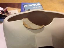 OK.... got the balsa plug installed. ready to sand to shape.
I used "Foam Cure" (foam glue) by Bob Smith, cuz  I thought it would be easier to remove when I have to reglue with the monocote applied.  It seems to be holding well, but it's also soft enough to remove later.