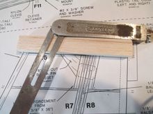 With the gauge locked, it's easy to mark the angle onto the balsa.