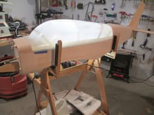 The center lines were marked on the front and rear of the canopy as well.  Now comes the task of measuring and sanding the canopy to fit the confines of the crutch.