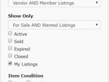 In the search box, there's an option for "My Listings" this should bring up your ads.
