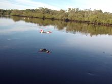 Along the river inlet.