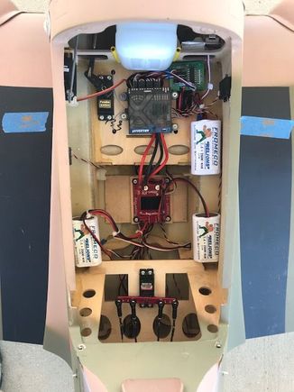 Good shot of the top opening of the aircraft.  The Spektrum $200.00 receiver not included in sale.