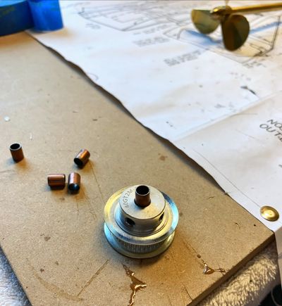 Using a hammer I tapped the spacers into each side of the 40 Tooth Pulley. Nice and tight fit!