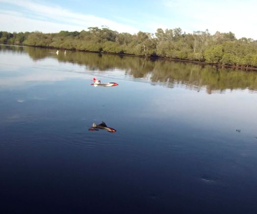 Along the river inlet.