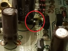 1,000uF Capacitor leakage within red circle.