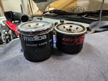 The R Magic filter is shorter than factory, most likely because of the raised pedestal for the oil pressure and temp sensors