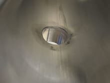 Inside the pipe where the flange was welded