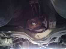 Rear of the car, driveshaft off the diff.