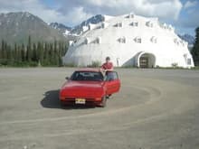 Pic taken outside the famous igloo hotel off the Parks Highway in.  Second day with the 'new' car.