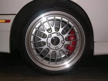 Custom built BBS LM's.  One of 21 sets in the world made for the E30 M3.  Brembo Big Red GT brakes.