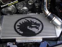 custom Dragon v-mount intercooler and fan