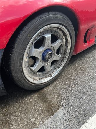 Dirty wheel after my incident on the Skyway.