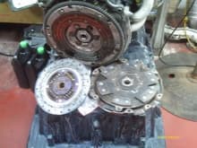 new clutch next to old motor