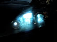Headlights after HIGH Beam HID install...LED parking light, 10,000K HIDs low and high beam!