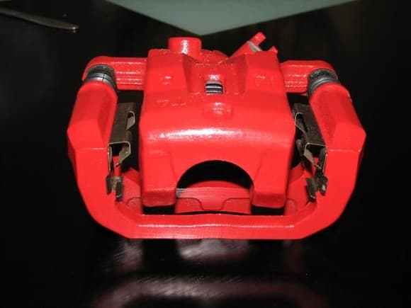 Rear right caliper after painting. From front.