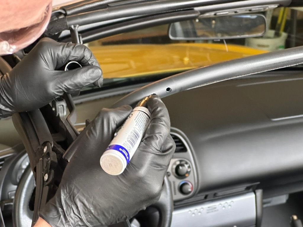 This is the extra things Mike does. The exposed metal from drilling he touched up with paint. He checked for burrs on the frame, sanded it down, and touched that up with some black pain too. 