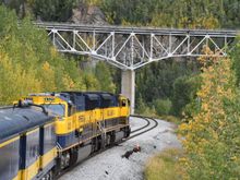Train under a roadway