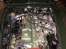 Engine bay of the Healey