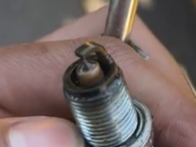 Here is a better photo of the spark plug, I don’t know if it’s hard to tell but there is fuel on the tip of the plug.