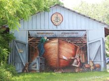 Impressive mural on the side of a barn/shed - Rockport, Ontario, Canada