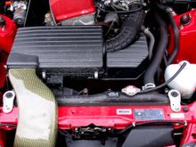 Engine bay after fitting the Spoon CAI.