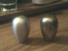 aluminum (left) vs. titanium (right) shift knob