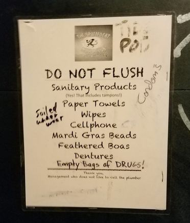 Saw this in the bath room over the urinal while getting rid of some previously consumed beer.