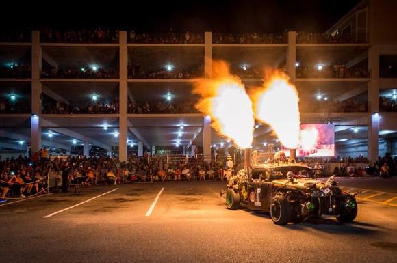 Flame throwing contest in Gulfport.