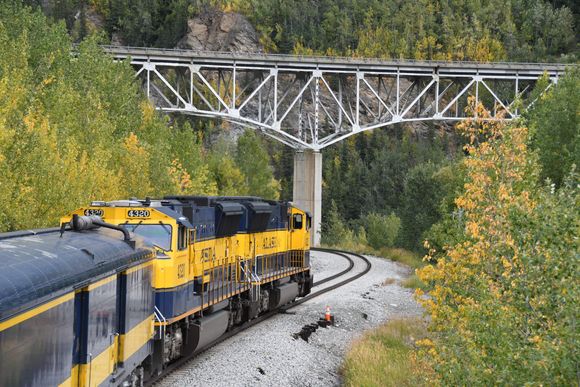 Train under a roadway