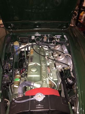 Engine bay of the Healey