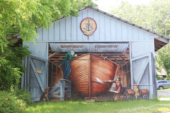 Impressive mural on the side of a barn/shed - Rockport, Ontario, Canada