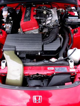 Engine bay after fitting the Spoon CAI.