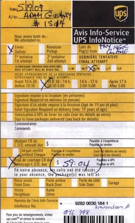 UPS Delivery Notice