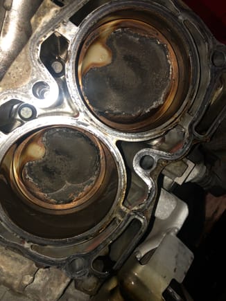 Another blown head gasket. 117k miles on V-power though so did well. You can still see the honing on the bored and no sign of piston crown failure. 