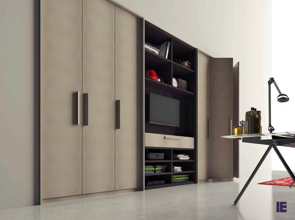 bridge fitted wardrobe dark grey leather