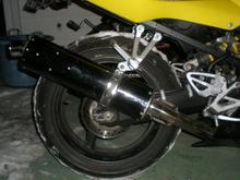 Full Yoshimura exhaust, I may cut it down though... Debating on that.