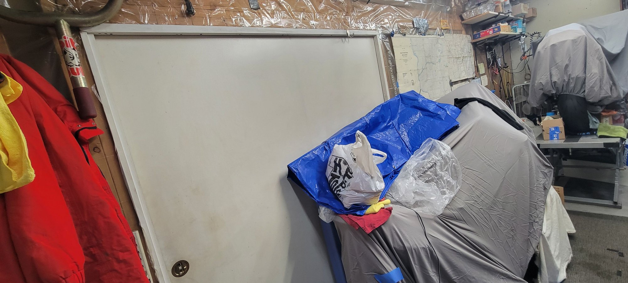 Bret Cave in Winter mode. There is only room for two bikes that are readily accessible with my RD400C under a work bench specially designed to accommodate it while its engine is being refreshed in my basement shop. I have a storage unit for my 2 other bikes not far away... :-(