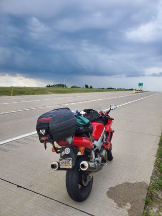 Waiting out passing storm - west of Pittsburgh airport