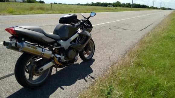 A shot of the VTR on a long stretch of rural Texas highway