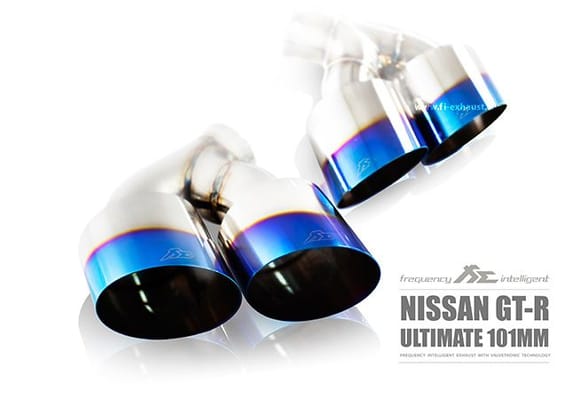 Fi Exhaust for Nissan GTR R35 Ultimate 101MM – Titanium Blue Quad Tips.