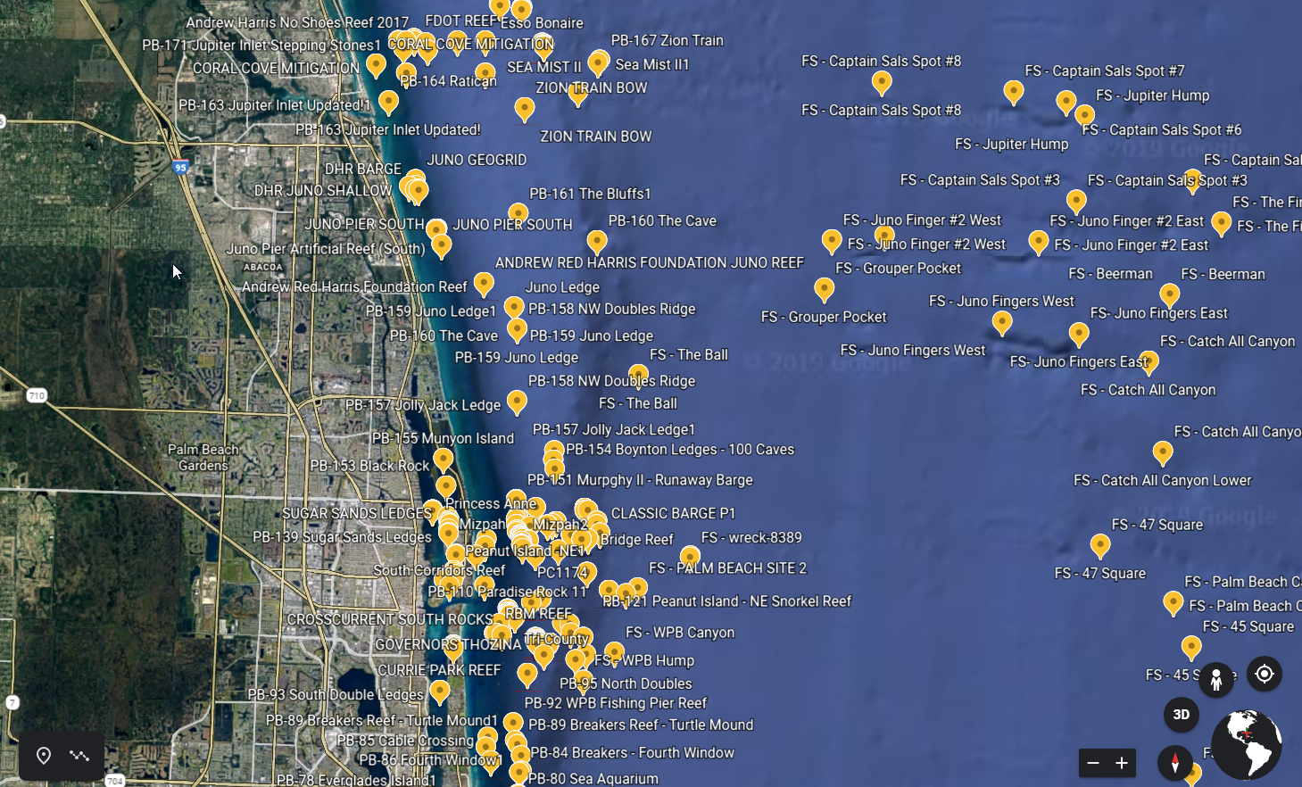 Florida Public Reefs Spots – StrikeLines Fishing Charts