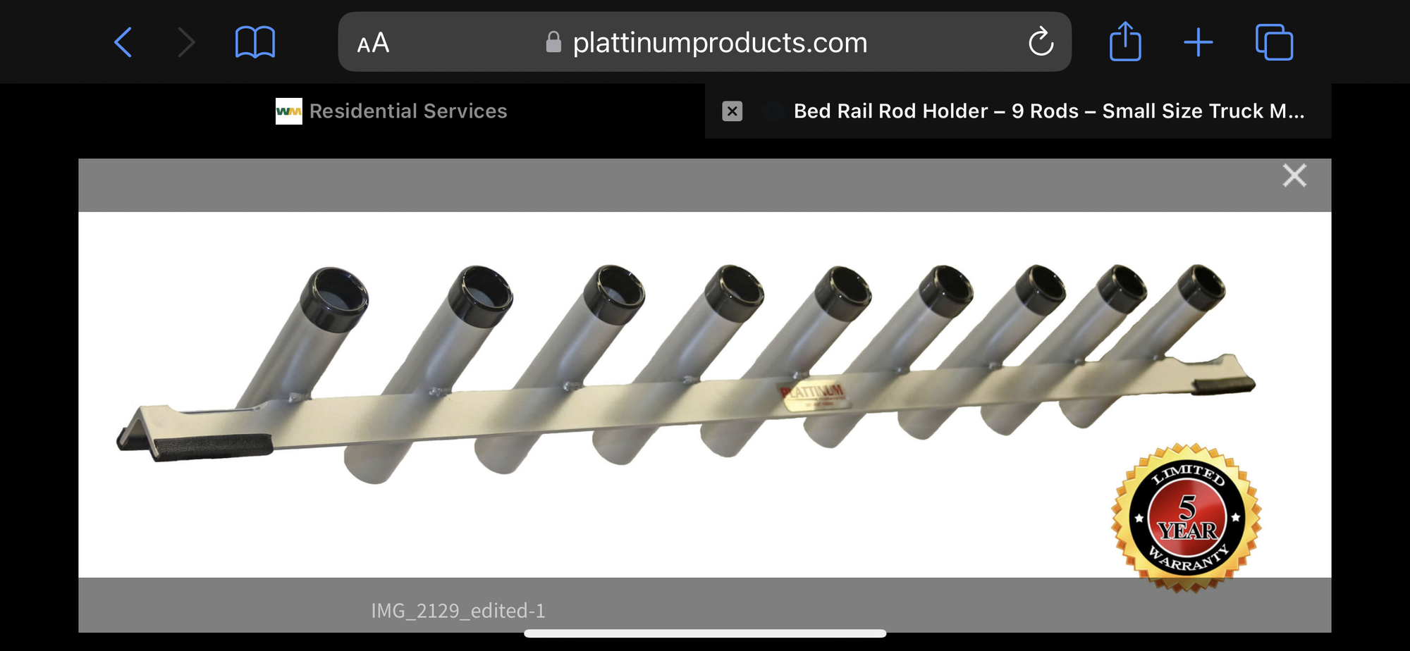 Platinum products small truck bed rail rod holder