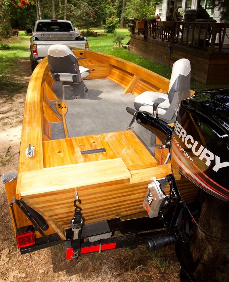 Custom Cypress Strip Boat w/ Mercury 90hp 4stroke Tiller BEAUTIFUL