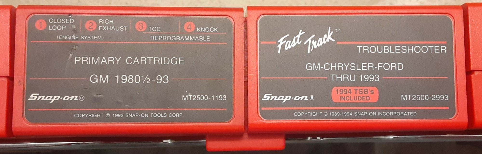 1980.5 to 1993 GM Primary Cartridge with thru 1993 US Domestic Fast Track Troubleshooter Cartridge.
