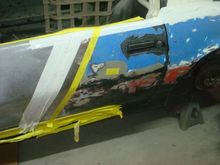 The yellow tape is where the stripes ended when the car was originally painted and decals put on.