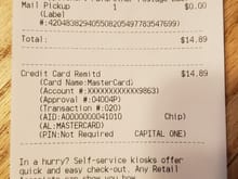 Receipt for console shipping charges