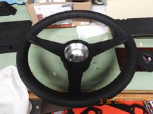Repainted steering wheel, silver screws now black (wrinkle)!  Looking nice. 