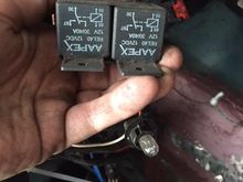 these relays say apex so I'm assuming they were for a sound system but would like to double check, they have two blue wires that run into the part in the next pic.