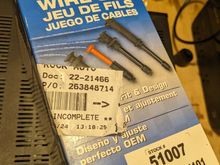 Spark plug wire set. Not installed yet. Wires are there but will have to check if anything else was included in the package.