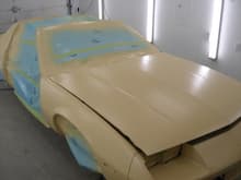 Camaro in Booth just after primer